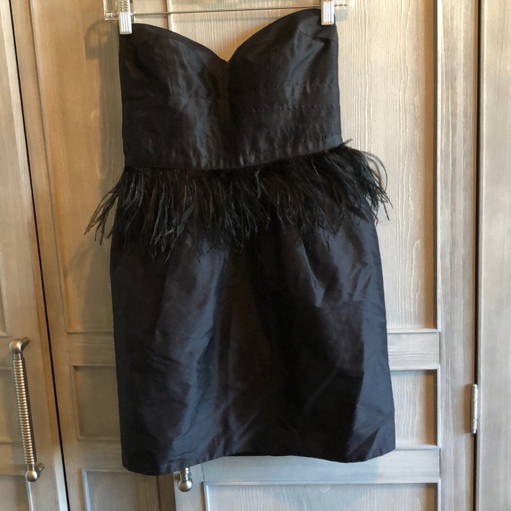 Alexia Admor strapless silk feather dress